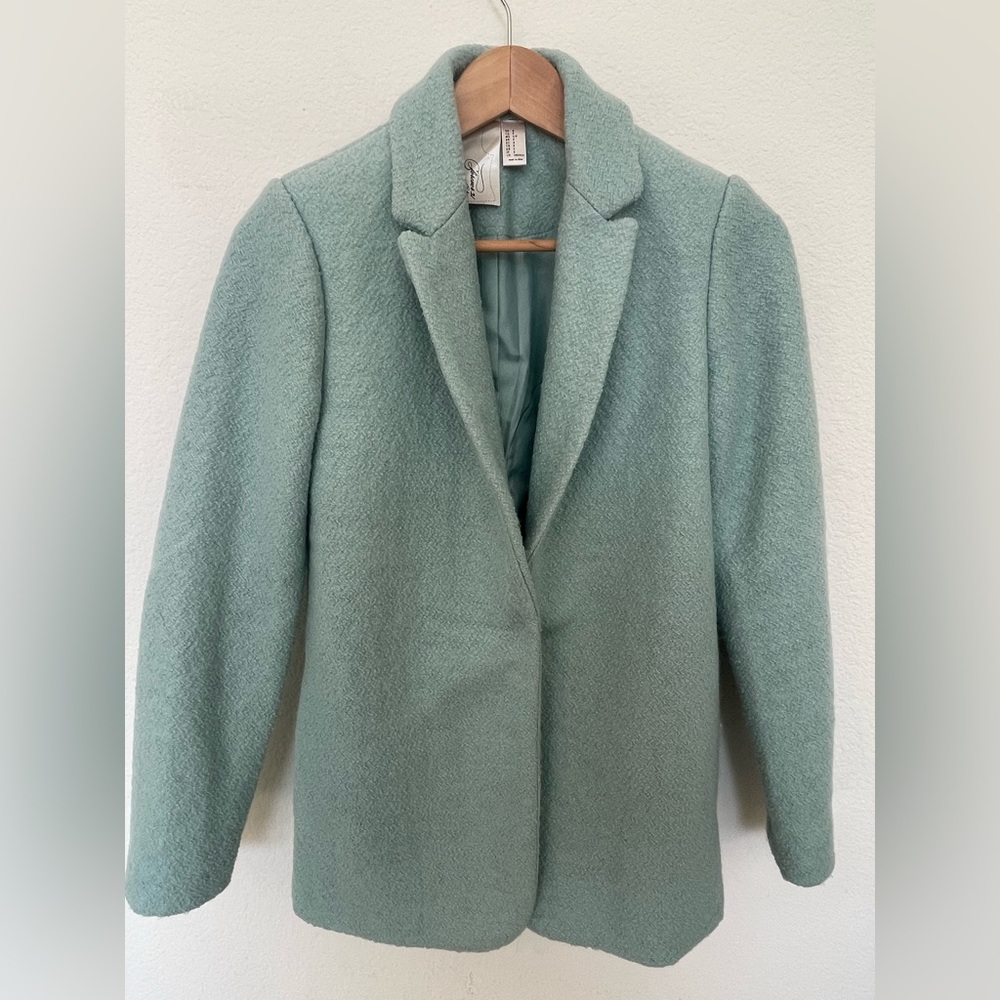 Forever 21 Wool Blazer Jacket - Teal/green